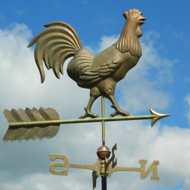 Aged Large Copper Cockerel Weathervane